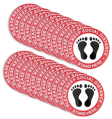 24 Stück Social Distancing Floor Feet Aufkleber, 20.3 cm, abnehmbar, halten Sie soziale Distanz-Schilder, Stoppen Sie Füße auseinander, Stand-Aufkleber für Menschenmengenkontrolle, Büro, Krankenhaus