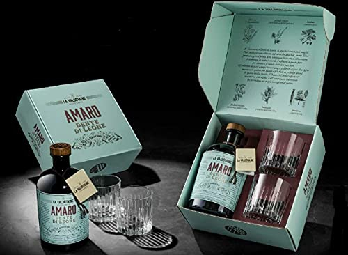 LA VALDOTAINE AMARO DENTE DI LEONE 1 LITRO DRINK SET CON DUE BICCHIERI