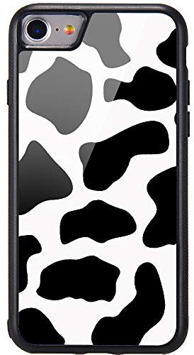 MAYCARI Cute Cow Design Case for iPhone 7/8/SE 2020, Aluminum Plate Back Case with Soft TPU Bumper Phone Case Cover for Girls Women Men Boys