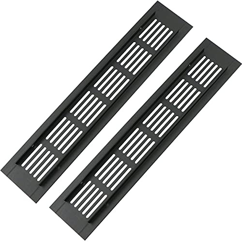 Rejilla de VentilacióN Puerta Aluminio Aire Escape Rectangular Ventilador ProteccióN Contra Insectos para Autocaravana Armario Cocina,Zapatero,CajóNetc.(Negra,AleacióN Aluminio,25mm)