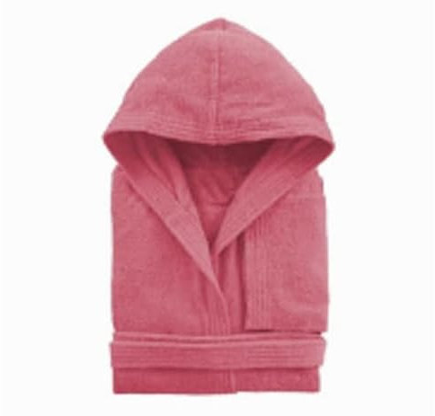 Lingerie Shop Accappatoio con Cappuccio in Spugna 100% Cotone Tinta Unita Uomo Donna Unisex (XL, FUXIA)