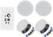 Herdio Home Audio Package in Wall Bluetooth Amplifier Volume Control Receiver Wall Plate with 6.5 Inch 640W Ceiling Speakers(2 Pairs)