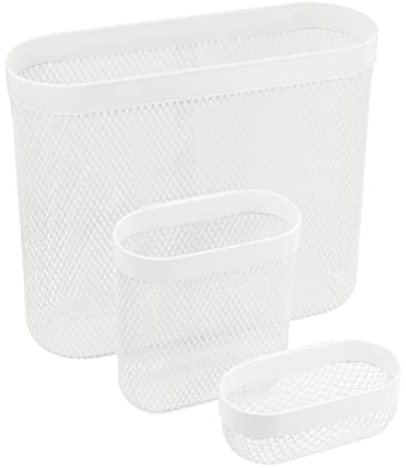 Ikea SKADIS Netz-Aufbewahrungskörbe (passend für Skadis Stecktafel), Weiß, Stahl, 505.177.60, 3 Stück, 24 x 21 x 9 cm