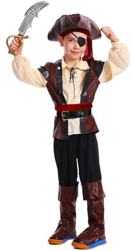 SEA HARE Jungen Luxus Kostüm Piraten Outfits für Kinder (L :10-12 Jahre)
