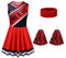 Aomig Cheerleader Kostüm Damen, Fancy Dress Uniform mit Pompons und Stirnband, High School Cheerleader Kostüm für Halloween Party Verkleidung Karneval