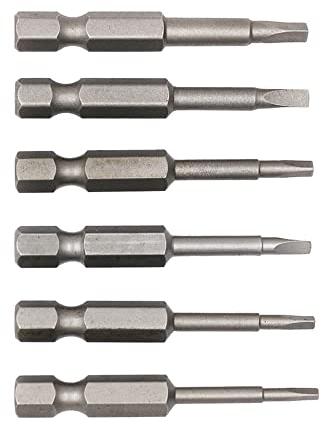 Fongmore 6 puntas de destornillador hexagonales de 50 mm, cabeza triangular magnética, grado de impacto, tratado térmicamente, acero S2 TA1.8 TA2.0 TA2.3 TA2.5 TA2.7 TA3.0