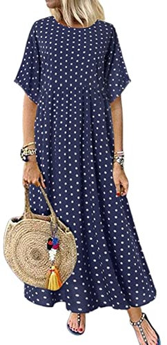 TOBILE Robe Robe Vintage Imprimé Été Demi Manches Lâche Robe Décontractée Grande Taille Femme Robe Longue Grande Robe Swing Robes Robe Vestidos