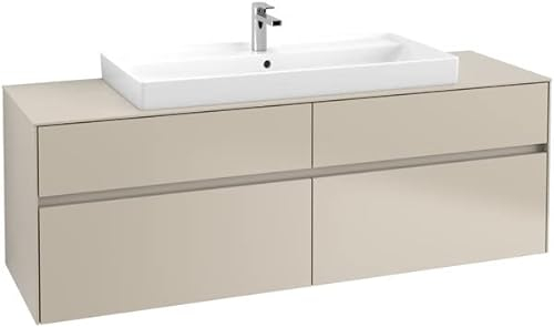 Villeroy & Boch Collaro Waschbeckenunterschrank 1600x548x500 mm, 4 Auszüge, für Waschbecken mittig, C03100, Farbe: Front Korpus: Nordic Oak, Griff: Soft Grey