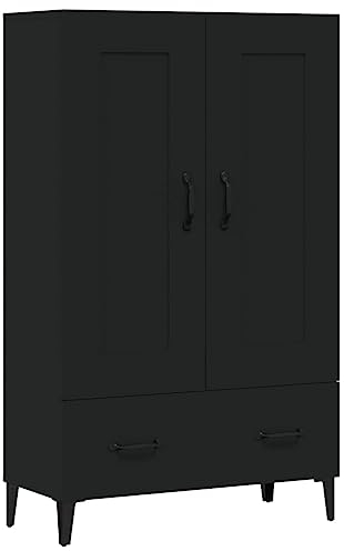 vidaXL Buffet Haut Armoire de Rangement Organisateur de Maison Meuble de Rangement Salle de Séjour Intérieur Noir 70x31x115 cm Bois d'Ingénierie