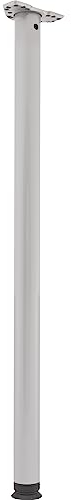 Camar Tischbein höhenverstellbar 700-800mm rund ø 60mm Set Zoom - Tischfuß ideal als Stehtischbein & Bartischbein verwendbar - inklusive Montageplatte für Tischbein, Stahl silber