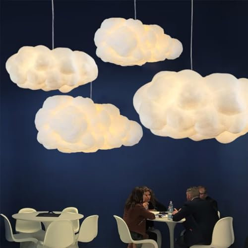 GUANSHAN Simulation Cloud Pendelleuchte Kreative Baumwolle Cloud Kronleuchter Floating Cloud Deckenleuchte Dekorative Cloud Deckenleuchte Pendelleuchte Cloud für Schlafzimmer, Esszimmer, Flur