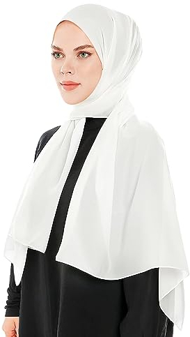 wlertcop Hijab Kopftuch Damen Hijab muslimisch weicher chiffon hijab Christliches Kopftuch highquality schal Moderne islamische Chiffon Kopftücher für Sommerschal Damen Tuch Schal Kopftuch (Weiß)