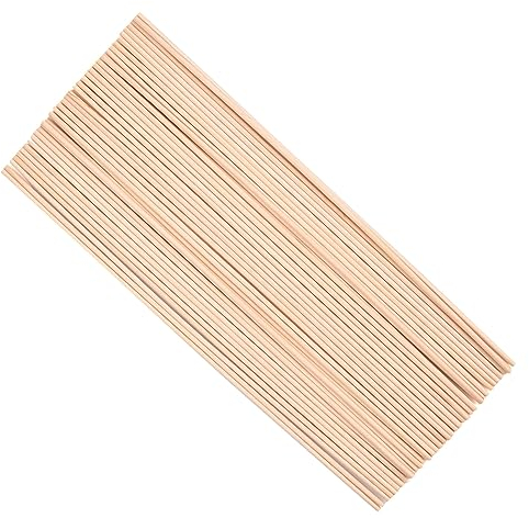 Lot de 50 Bâtonnets Classiques en Bois Ronds 3mm x 30cm, Longs Baguettes en Bois pour L'artisanat pour Des Projets Artistiques Individuels et Des Décorations DIY