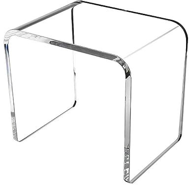 LIRU Tabouret Bas Acrylique Petit Siège De Maquillage Transparent Tabouret De Douche de Salle de Bain Antidérapant Imperméable pour Salle De Bain Chambre à Coucher Maison(Size:16,7×11×15,7inch)