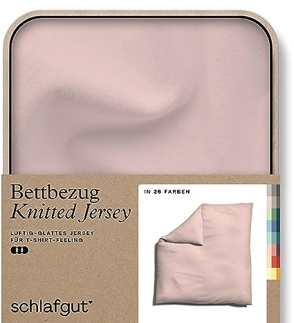 schlafgut Knitted Jersey Bettwäsche 135x200cm Bettdecke Bezug einzeln, Multicolor Uni, weich und faltenfrei mit Elasthan (Purple Light, 240x220)