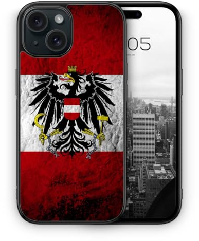 MUNIQASE Österreich Splash Austria Flagge - Silikon Hülle für iPhone 15 - Österreichische Schutzhülle Handyhülle Case Cover