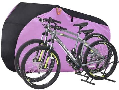 Ohuhu Bike Cover for 2 Bikes - 210T Outdoor Waterproof Bike Cover Anti Dust Rain UV Protection Bicycle Cover with Lock Holesfor Mountain Bike, Road Bike with Storage Bag