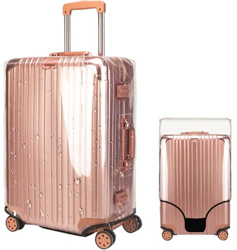 Veki Transparent Koffer Abdeckungen mit Reißverschluss, Gepäck Cover PVC wasserdichte Staubdicht Kofferabdeckung, Kratzschutz Koffer Schutzhülle Reisekoffer Hülle (Vollständig geschlossen, 24zoll)
