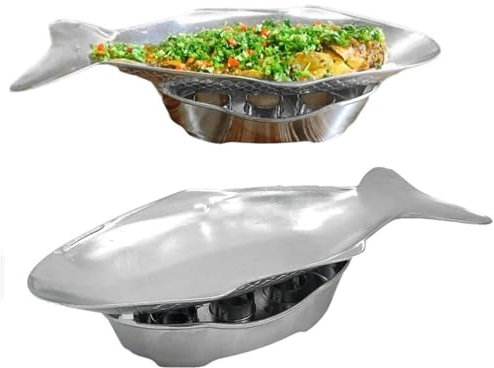 Hot Pot Set Fish Plate, Fish Dish Metal Serving Trays, Thai Style Fish Plate Shape Metal Serving Trays for Restaurants Home Kitchen