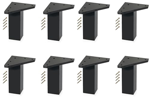 Kukicu Möbelfüße Schwarz - Möbelfüsse - Beine für Möbel, Füsse für Kommoden, Schrank Füße, Furniture Legs, Möbelfüße 10cm - Schrauben Inklusive (8 Stück, Höhe: 10 cm)