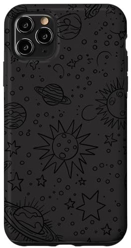 iPhone 11 Pro Max Grey Space Planets Minimalistic Spaceship Phone Cover Case