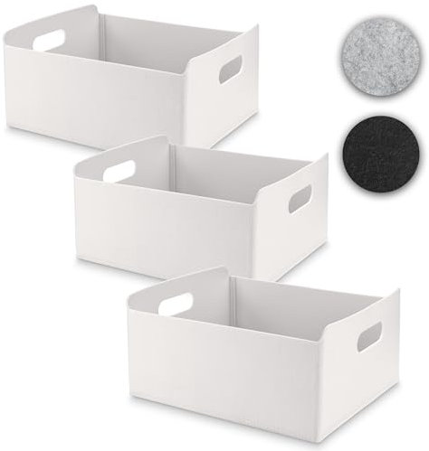 Aufbewahrungskorb Filz Organizer faltbare Aufbewahrungsbox Filz Box Aufbewahrung Filz Aufbewahrungsbox Kleiderschrank Regal Korb Filzkorb Aufbewahrung Kleiderschrank (weiss, 3er)