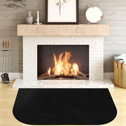 Fireproof Hearth Mat - D Shape, 36 x 24, Fire Resistant for Fireplaces & Woodstoves
