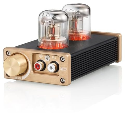 ZYJIX Valve Tube Amplifier, Stereo Receiver, 2 Channel Audio Power Amp, With Treble Bass Control, For Passive Speakers/Subwoofer