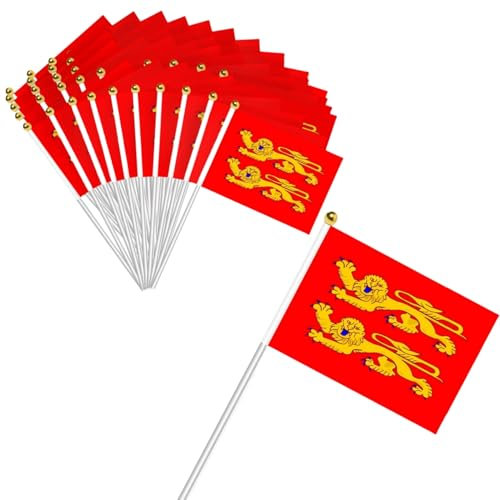 50pcs Drapeau de la Basse-Normandie Petit 14x21cm Mini Drapeau Ondulant Normandie Mini Ondulant Normand Célébration Coupe du Monde Parade Supplies Waving Flag Garden Party Decoration