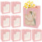 10 Pezzi Sacchetti Regalo di Carta Kraft Con Finestra, Sacchetti di Carta Kraft Sacchetto Regalo con Carte Rosa Mano Trasportare Borse Della Spesa per Il Compleanno, Matrimonio, Festa (30×20×16cm)