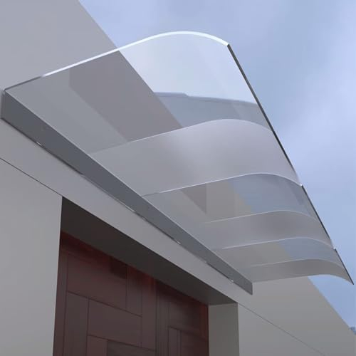 Vordach Für Haustür,Balkon Regenschutz,Haustürvordach aus Polycarbonat,Balkonüberdachung,Unterstand Garten überdachung,für Balkon Dach Regendach Terrasse Aussen Carport Bausatz(50x490cm/19.6x192.9in)