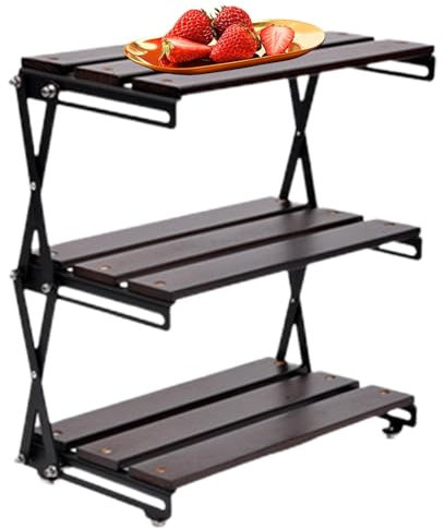 Generisch Klappbare Metallregale, klappbares Lagerregal | 3-lagiges faltbares Lagerregal aus Edelstahl | Einfache Installation, multifunktionale Ausstellungsregale, Campingregal für Partys, Picknicks