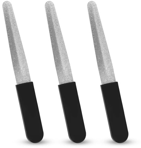 Limas de uñas de metal, 3 limas de uñas naturales, limas de uñas de diamante con mango antideslizante, limas de uñas para mujeres y hombres, lima de uñas de grano de zafiro para regalo