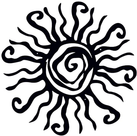 Huspox 40cm Wacky Sun Metal Wall Art Decor, Black | Hanging Rust Proof Wall Sculpture for Garden Home Patio Farmhouse Indoor Outdoor Decor
