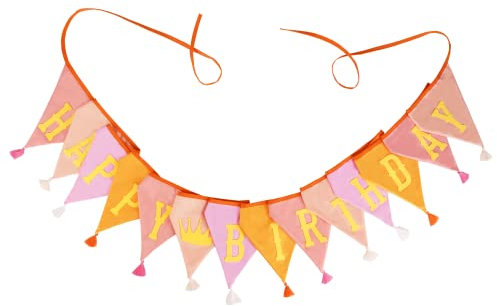 G2PLUS Happy Birthday Girlande Stoff, 4.2M Pastell Geburtstag Girlande mit Quasten, Wiederverwendbare Happy Birthday Wimpelkette, Beidseitig Geburtstag Wimpelkette für Kind, Erwachsene