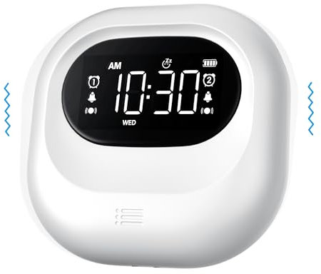 Mesqool Battery Powered Alarm Clock for Heavy Sleepers, Vibrating Under Pillow for Hearing Impaired, Portable with Rechargeable Battery, Cordless Digital Bedside
