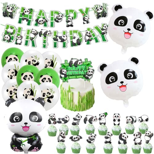 Panda-Luftballons,Panda-Geburtstagsdekorationen, Panda Geburtstagsdeko Set, 40PCS Panda-Geburtstagsballons,Geburtstagsparty-Dekorationen für Karneval Jungen und Mädchen