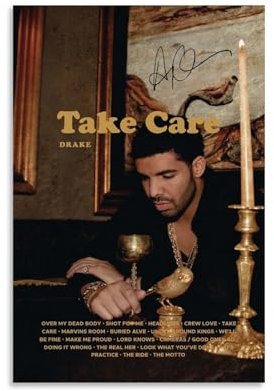 NWQV Drake-Poster, Take Care Albumcover, Leinwand-Kunstposter, Wandkunst, dekoratives Gemälde, Schlafzimmer, Malposter, 40 x 60 cm, ungerahmter Stil
