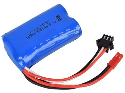 6.4V 500-mAh 14500 Lithium-Ionen Akku, Li-Ion Batterie mit Jst und SM-3P Stecker für RC ferngesteuertes Auto 18401, 18402, 18403, 18404, 18405, 18409 Stunt-Car, Boot, Bagger, Quadcopter und Spielzeug