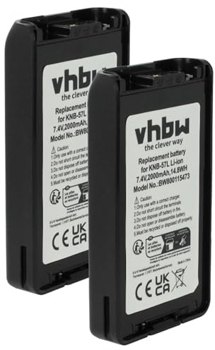 vhbw 2X Akku Ersatz für Kenwood KNB-57 | KNB-57Li, KNB-68LC, KNB-57L für Funkgerät, Walkie Talkie (2000 mAh, 7,4 V, Li-Ion)