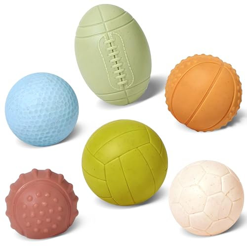 ROHSCE Soft Sport - Balles sensorielles - Jouet de bain pour bébé - Sans trou - Paille de blé - Ballon Montessori souple pour 6 mois + - Piscine, plage, douche