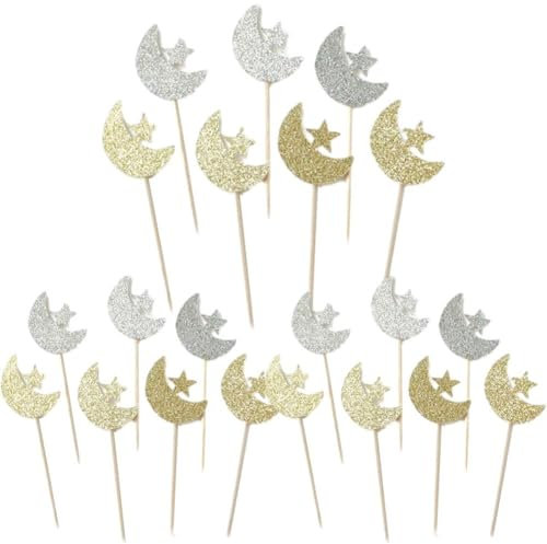 Lpitoy Eid Mubarak Cupcake Topper Glitzer Ramadan Cupcake Pick Eid Islamische Muslim Thema Party Kuchen Dekoration Lieferungen