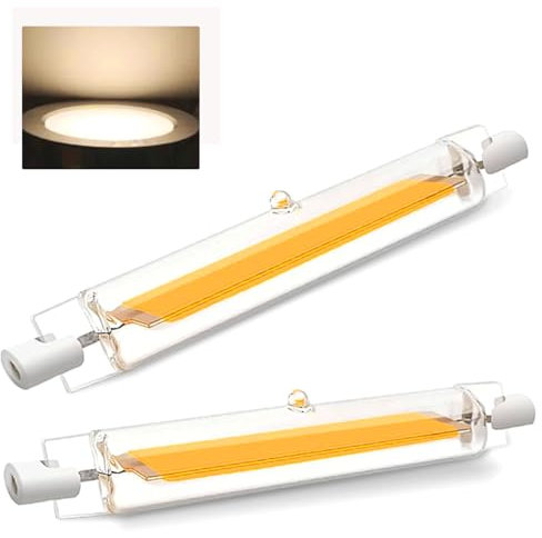 ZJZG Bombilla LED R7S 118mm Regulables, R7S LED 118mm 20W COB Equivalente 200w Lámpara Halógena, Bombillas LED R7S Blanco Natural 4500K, 2000LM, iluminación de haz de 360 °, 2 Pack