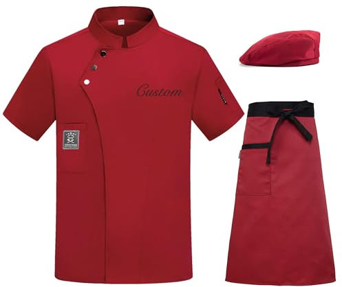 Dobraya Individuell Gestalteter Kochmantel Kurzarm Unisex Kochjacke Kochuniform Für Restaurantküchen Individuelles Kochschürzen-Mützen-Set