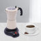 SHIOUCY Elektrischer Espressokocher mit Basis 480W Espressokanne 300ML Aluminiumlegierung für 6 Tassen Espresso Cremeweiß
