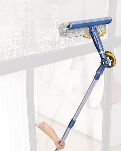 Attrezzatura per la pulizia dei vetri, detergente telescopico per finestre, manico lungo 1 m, spazzola professionale per lavaggio vetri doccia, estensibile, con testa girevole a 180°, per casa