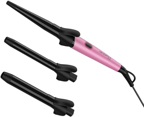 Lee Stafford Multi Barrel Curler | Ceramic Hair Curling Iron - 3 Interachangable Styling Tool Wands, Adjustable Heat Settings, Pro Beach Waves or Big Curly Curls, Adds Shine