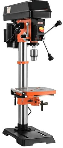 Taladro de columna, Taladro de banco de 12 pulgadas, de hierro fundido, con velocidad variable y mesa de trabajo con luz de trabajo.