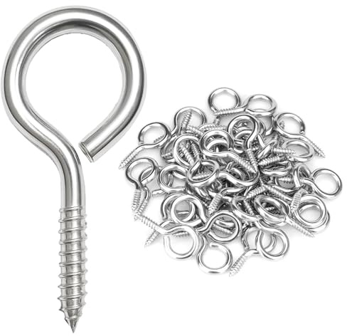 30 Pcs Eye Hooks Screw, 50 mm (2 inch) Heavy Duty Zinc Plated Steel Screw in Eyes, Eyelet Screws Rust and Corrosion Resistant, Safe for Indoor and Outdoor Use