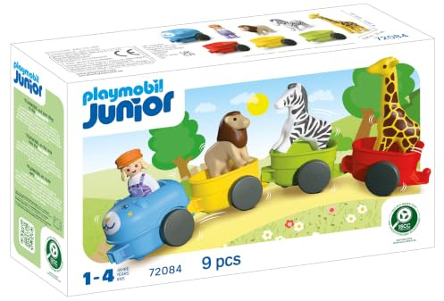 PLAYMOBIL | JUNIOR | Tierzug | Bunter Zug mit Tieren, 4 Anhängern & Fahrerhaube | Für Kinder ab1 Jahr | 72084